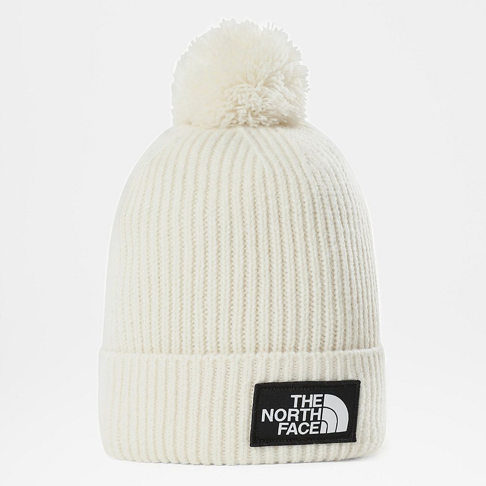 The North Face Beanies Mens Australia - The North Face Tnf Logo Box Pom White (UAR-659307)